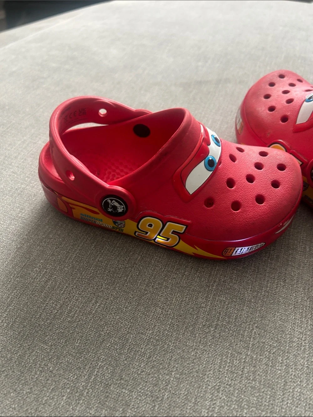 Kids (size 9) Red Lightning McQueen Crocs (light up!)